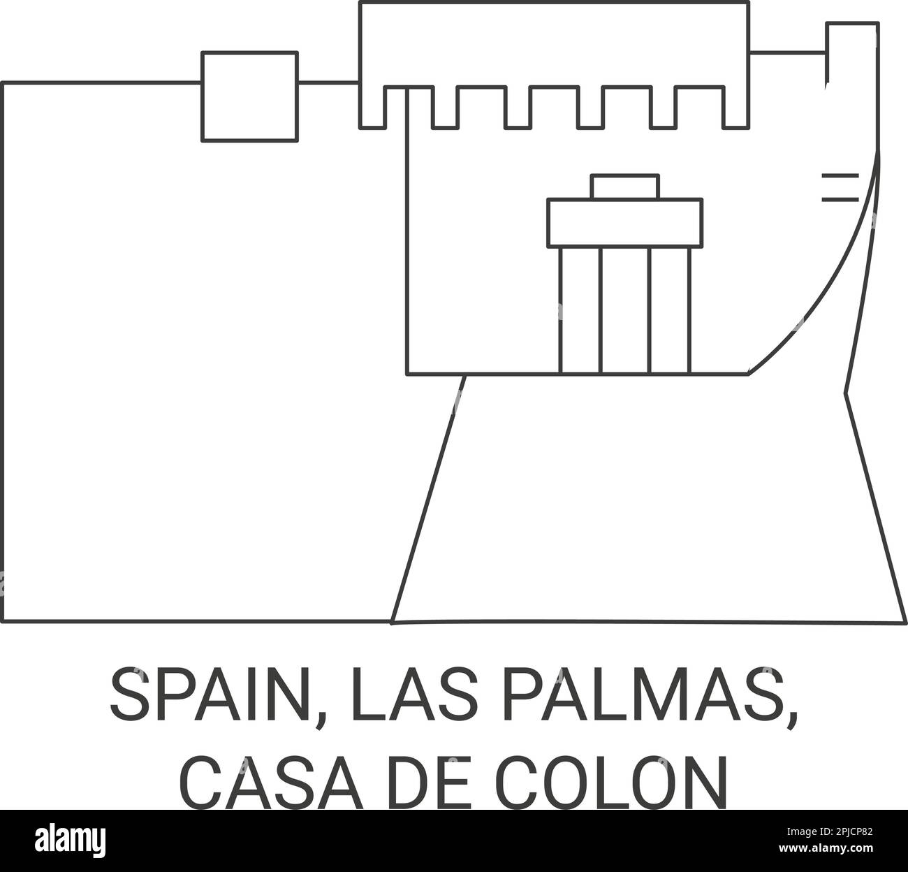 Spanien, Las Palmas, Casa De Coln reisen als Vektorbild für Wahrzeichen Stock Vektor