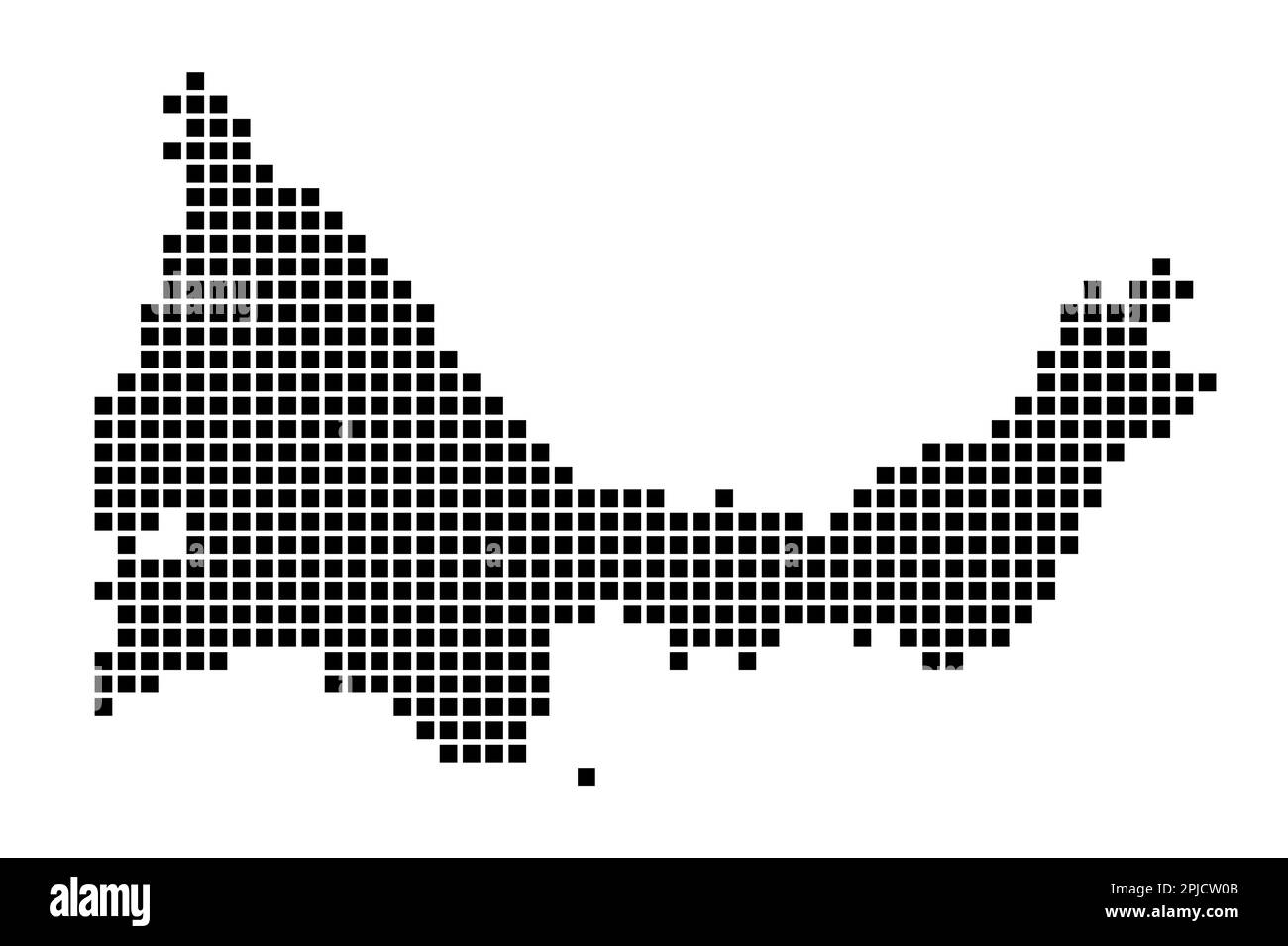 Providenciales-Zuordnung. Karte von Providenciales im gepunkteten Stil. Die Grenzen der Insel sind mit Rechtecken gefüllt. Vektorabbildung. Stock Vektor