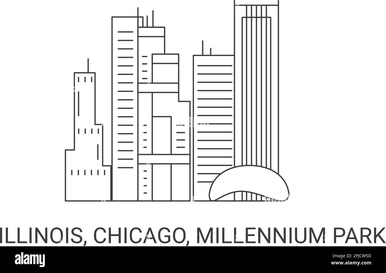 USA, Illinois, Chicago, Millennium Park, Reise-Wahrzeichen-Vektordarstellung Stock Vektor
