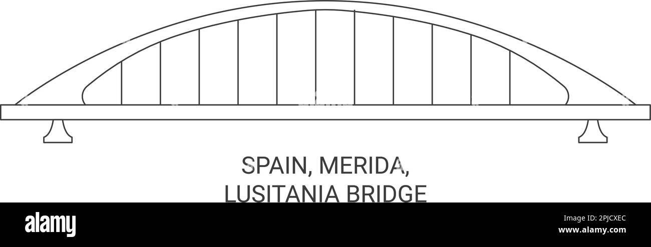 Spanien, Merida, Lusitania-Brücke reisen als Vektorbild Stock Vektor