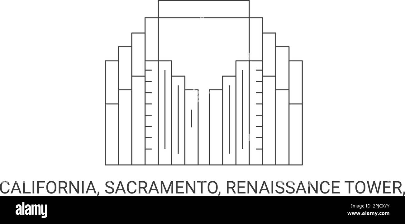 USA, Kalifornien, Sacramento, Renaissance Tower, Reise-Wahrzeichen-Vektordarstellung Stock Vektor