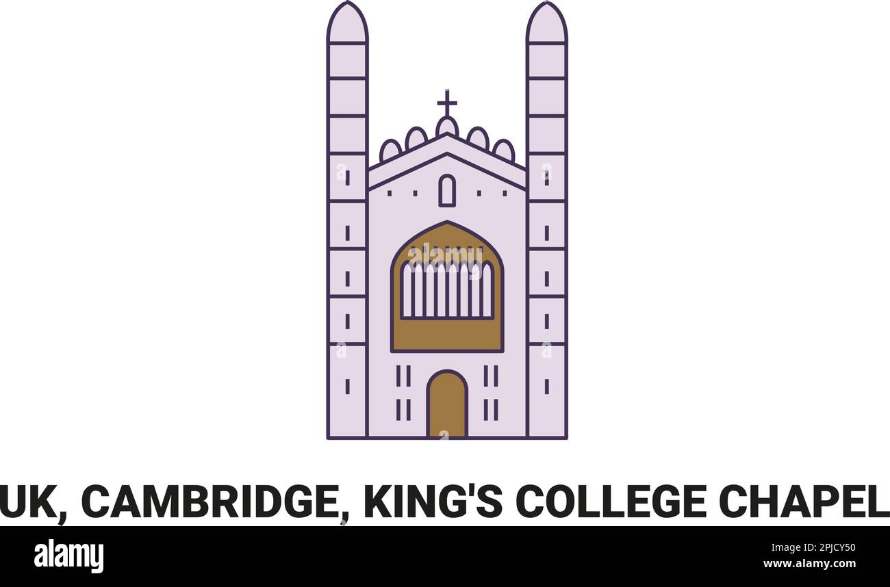 England, Cambridge, King's College Chapel, Reise-Wahrzeichen-Vektordarstellung Stock Vektor