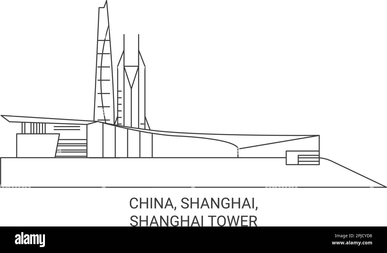 Vektordarstellung für Reiseziele in China, Shanghai, Shanghai Tower Stock Vektor