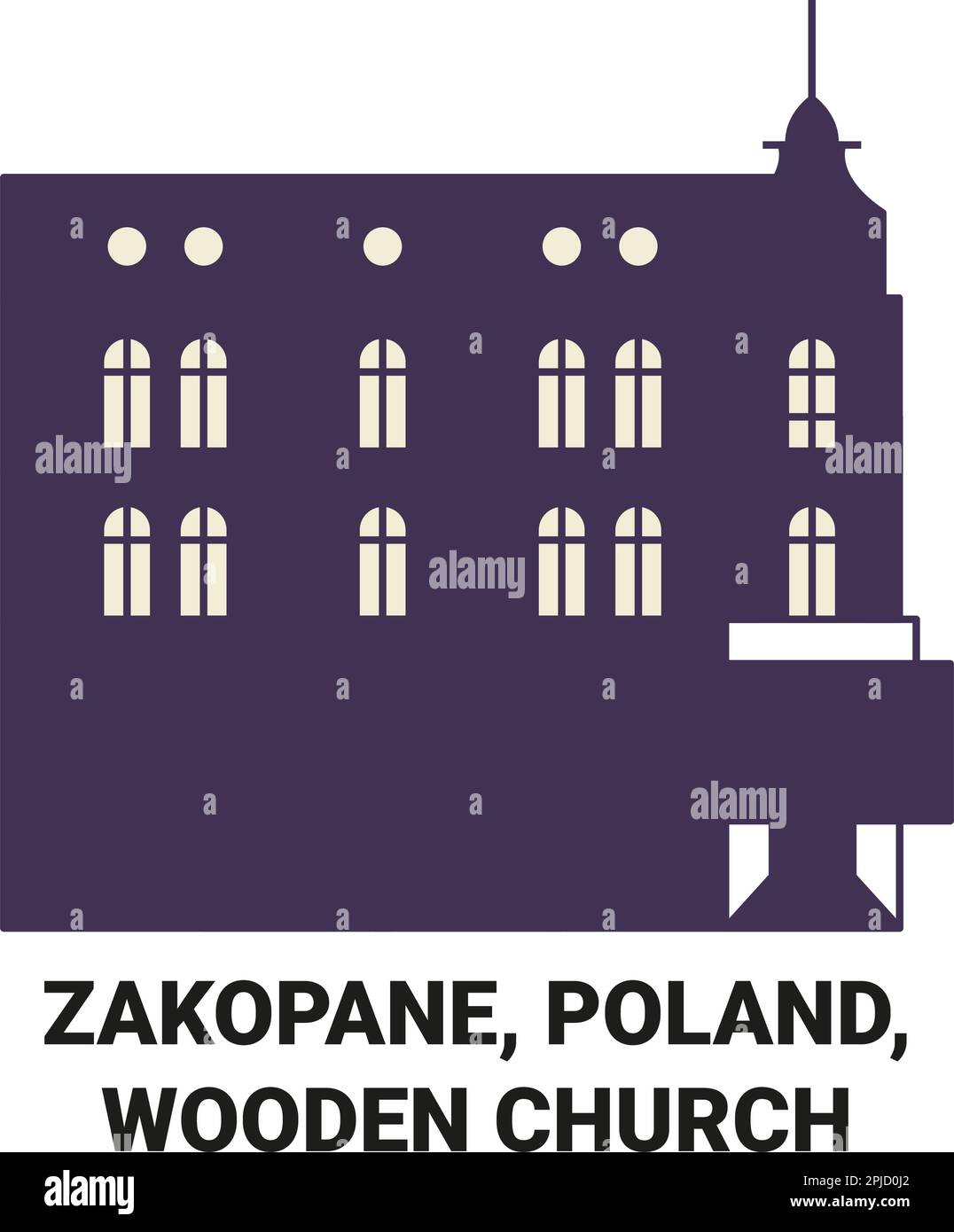 Polen, Zakopane, Holzkirche reisen als Vektorbild Stock Vektor