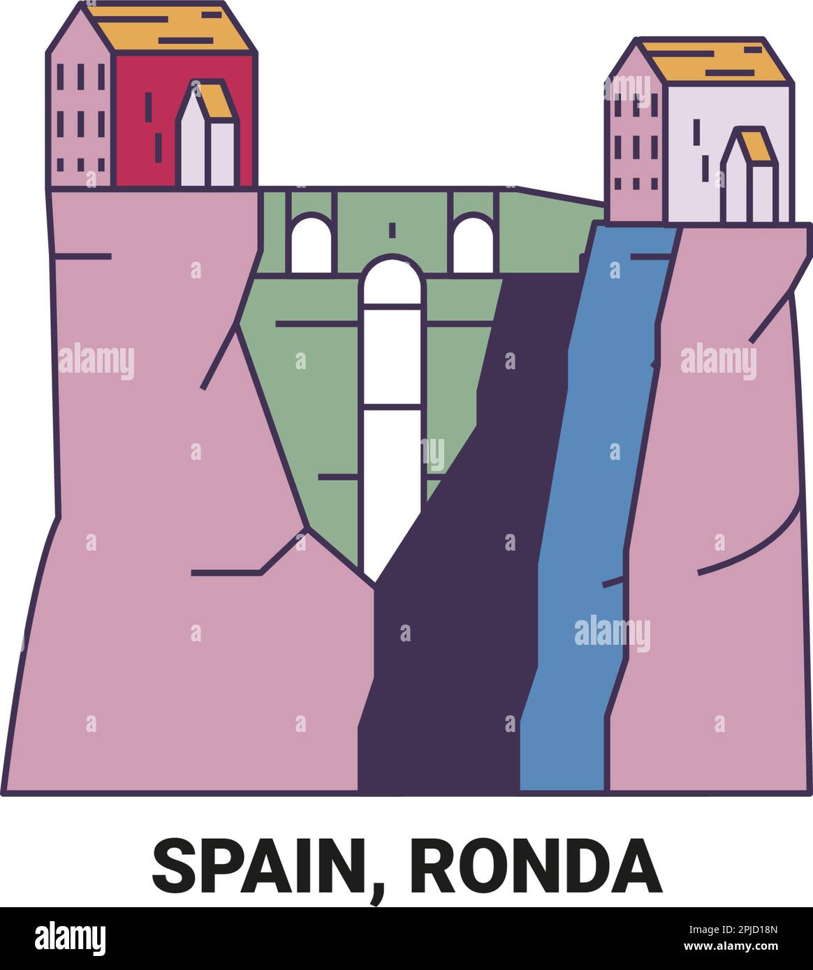 Spanien, Ronda Reise-Wahrzeichen-Vektordarstellung Stock Vektor