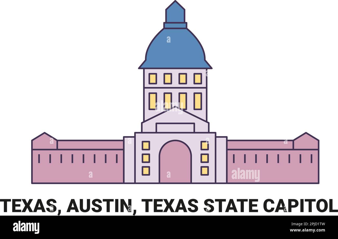 USA, Texas, Austin, Texas State Capitol, Reiseziel-Vektordarstellung Stock Vektor