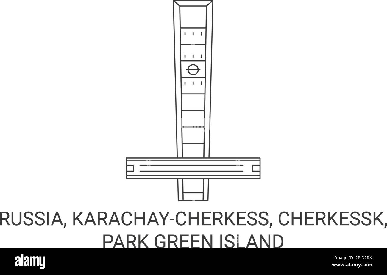 Russland, Karachaycherkess, Cherkessk, Park Green Island Reise Wahrzeichen Vektordarstellung Stock Vektor