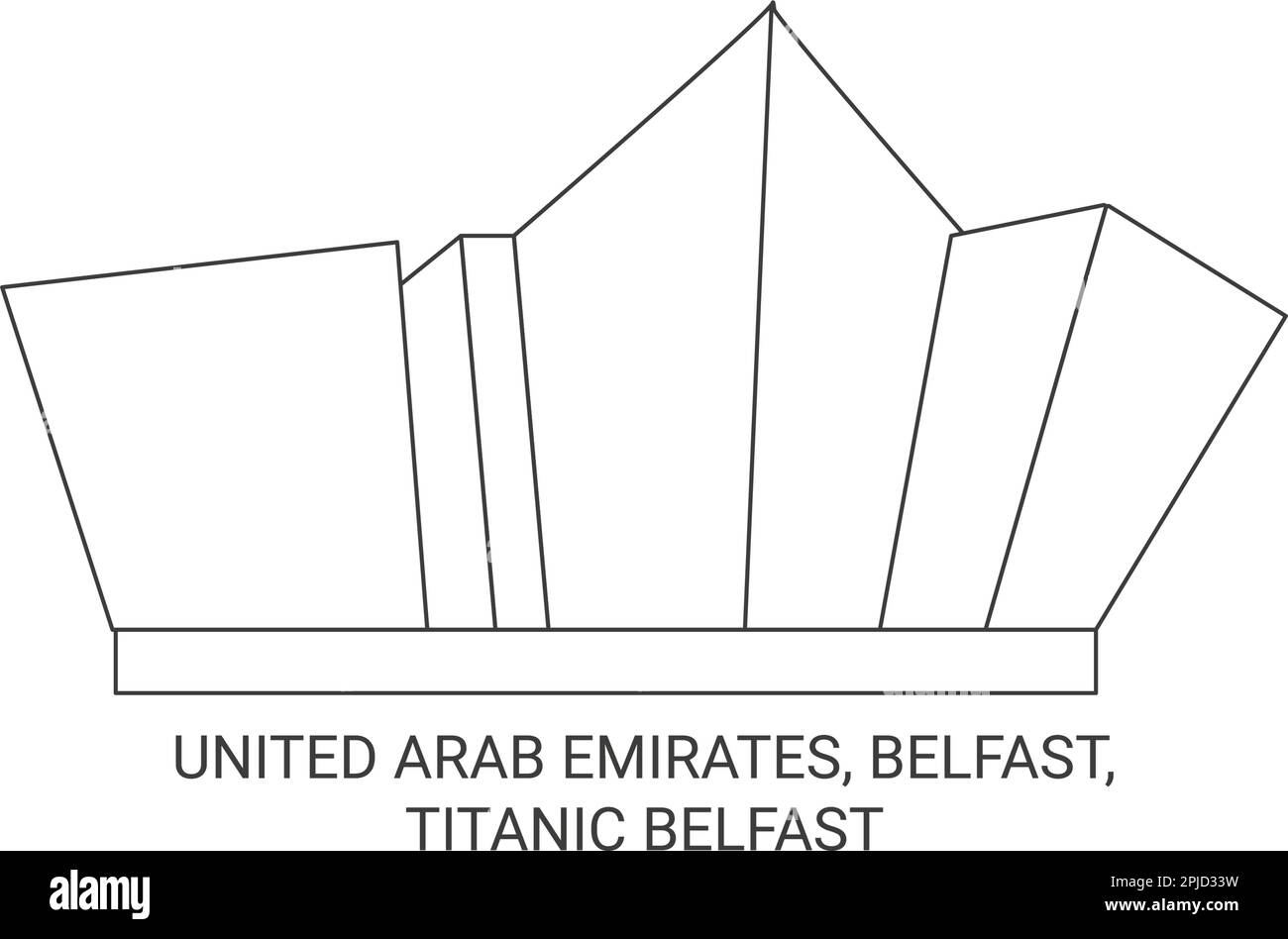 Vektordarstellung der Reiseziele Vereinigte Arabische Emirate, Belfast, Titanic Belfast Stock Vektor