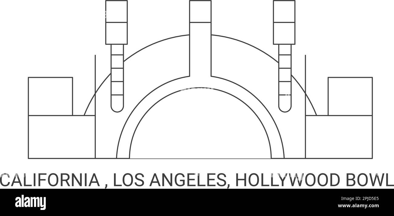 USA, Kalifornien, Los Angeles, Hollywood Bowl, Reise-Wahrzeichen-Vektordarstellung Stock Vektor