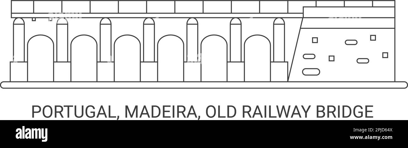 Portugal, Madeira, Alte Eisenbahnbrücke, Vektorgrafik Stock Vektor