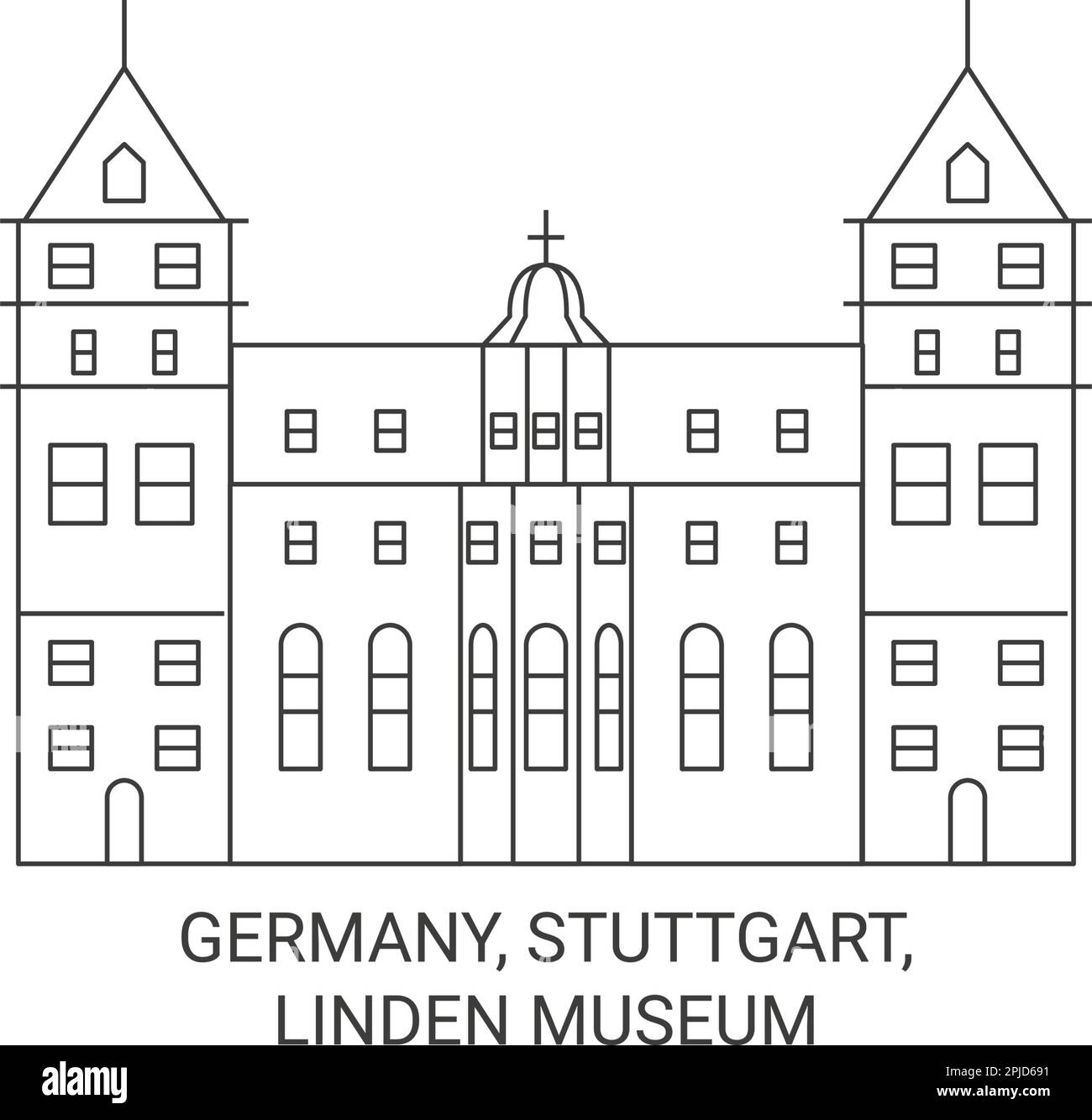 Deutschland, Stuttgart, Linden-Museum Reise-Wahrzeichen-Vektordarstellung Stock Vektor