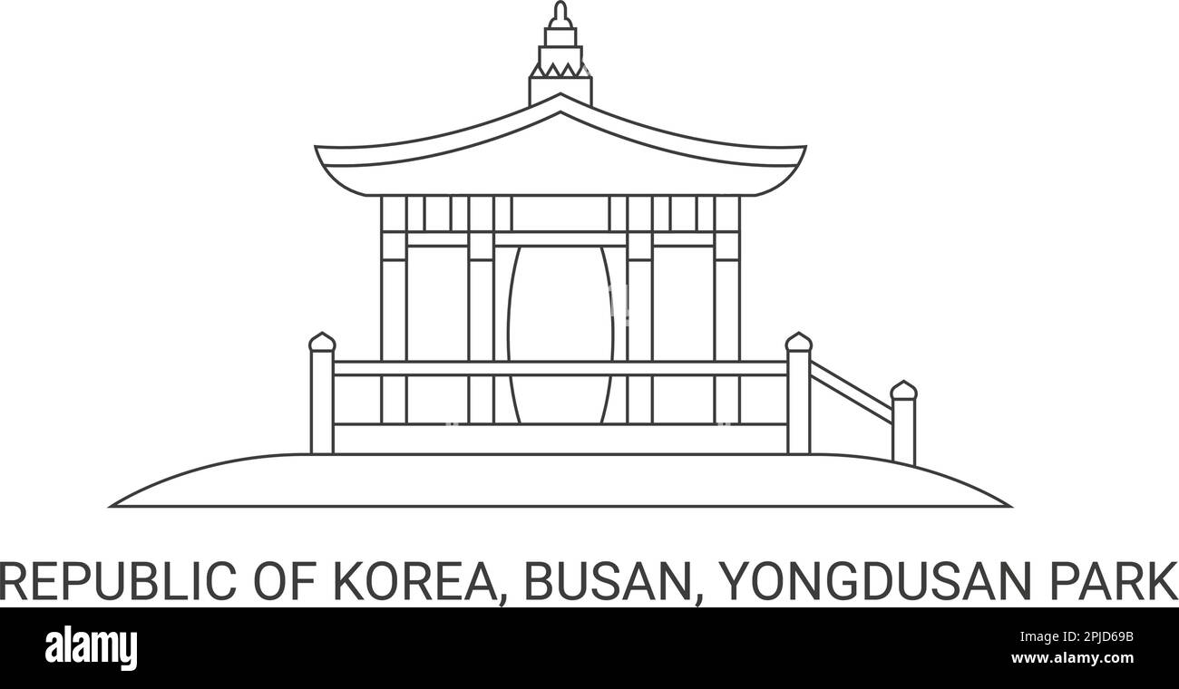 Republik Korea, Busan, Yongdusan Park, Reise-Wahrzeichen-Vektordarstellung Stock Vektor