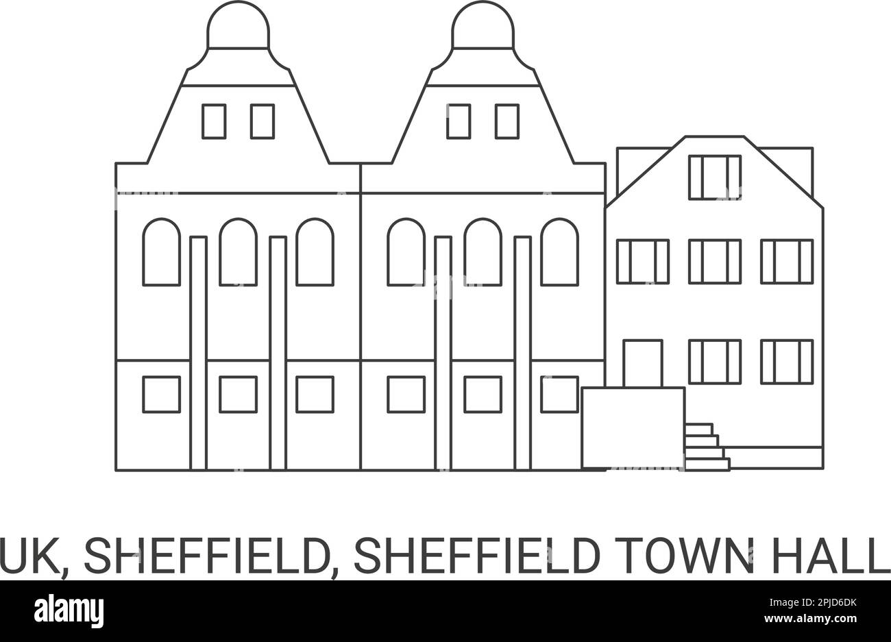 England, Sheffield, Sheffield Rathaus, Reise-Wahrzeichen-Vektordarstellung Stock Vektor