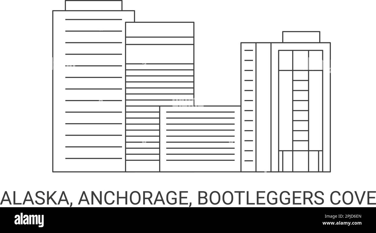 USA, Alaska, Anchorage, Bootleggers Cove, Reise-Wahrzeichen-Vektordarstellung Stock Vektor