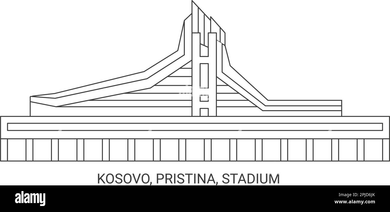 Kosovo, Pristina, Stadion Reise Landmark Vektordarstellung Stock Vektor