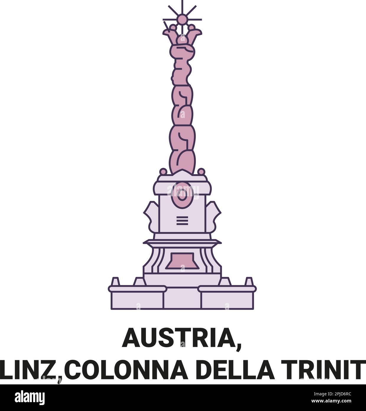 Österreich, Linz, Colonna della Trinit Reise-Wahrzeichen-Vektordarstellung Stock Vektor