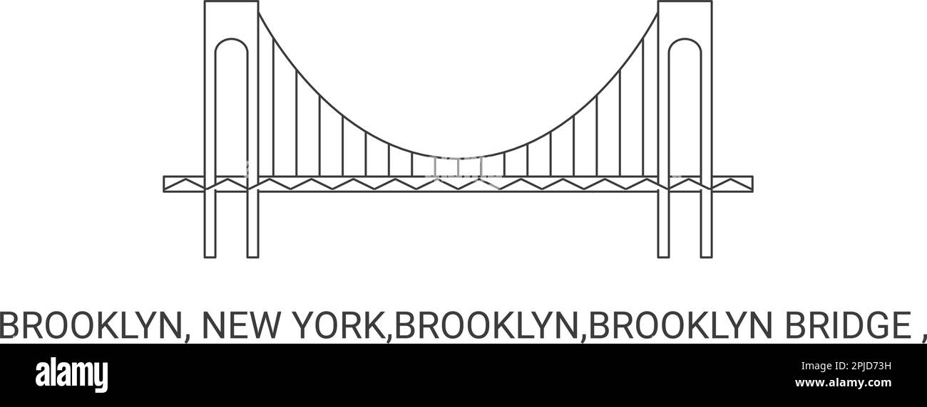 USA, Brooklyn, New York, Brooklyn, Brooklyn Bridge, Reise-Wahrzeichen-Vektordarstellung Stock Vektor