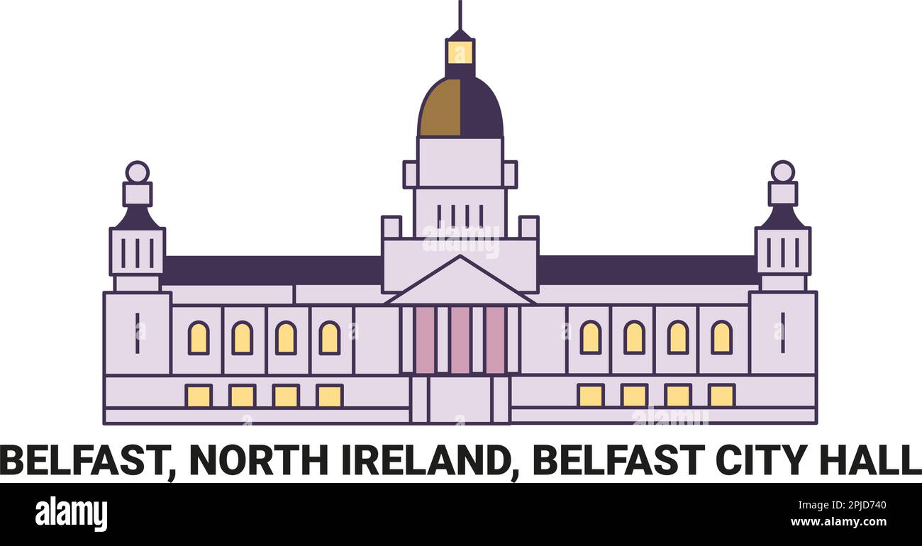 Nordirland, Belfast, das Rathaus von Belfast, eine Reise-Wahrzeichen-Vektordarstellung Stock Vektor