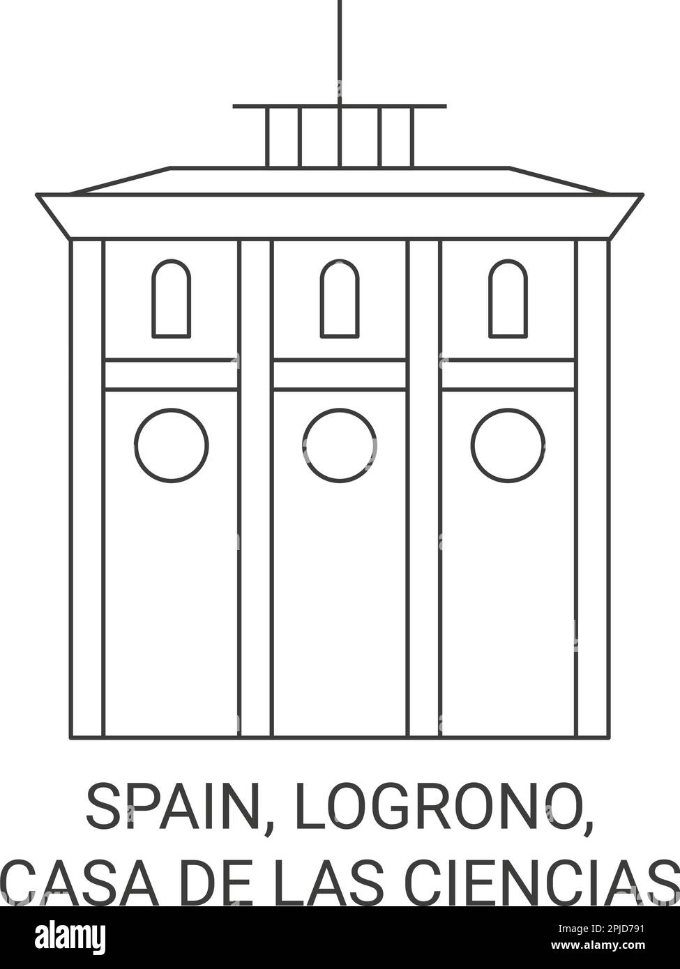 Spanien, Logrono, Casa De Las Ciencias reisen als Vektordarstellung für Wahrzeichen Stock Vektor