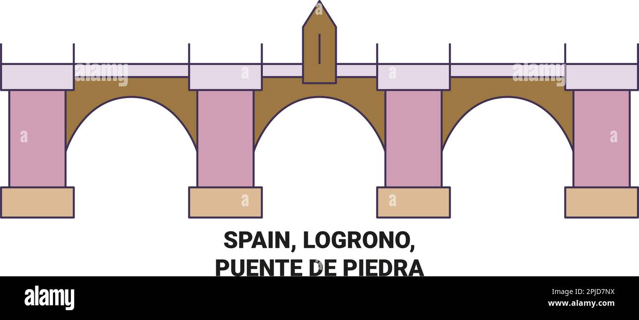 Spanien, Logrono, Puente De Piedra Reise-Wahrzeichen-Vektordarstellung Stock Vektor