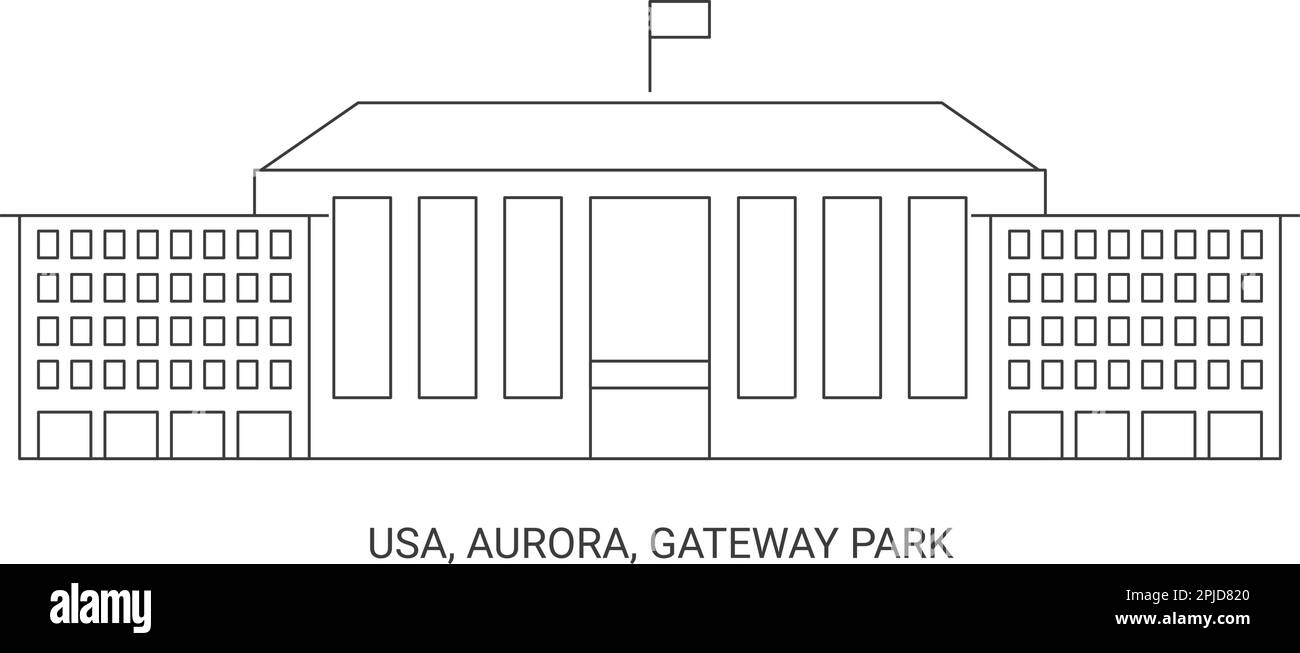 USA, Aurora, Gateway Park – Vektordarstellung für Reiseziele Stock Vektor