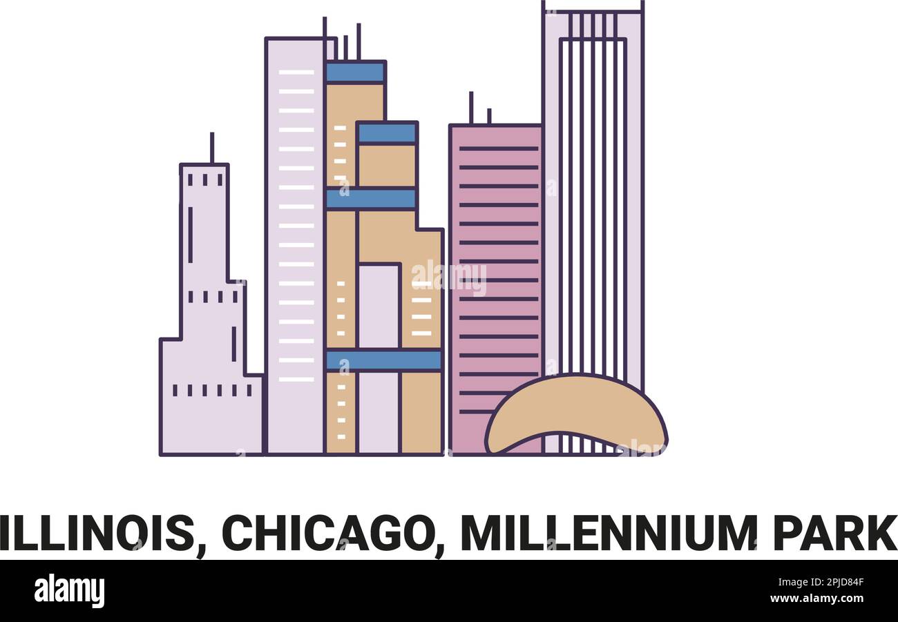 USA, Illinois, Chicago, Millennium Park, Reise-Wahrzeichen-Vektordarstellung Stock Vektor
