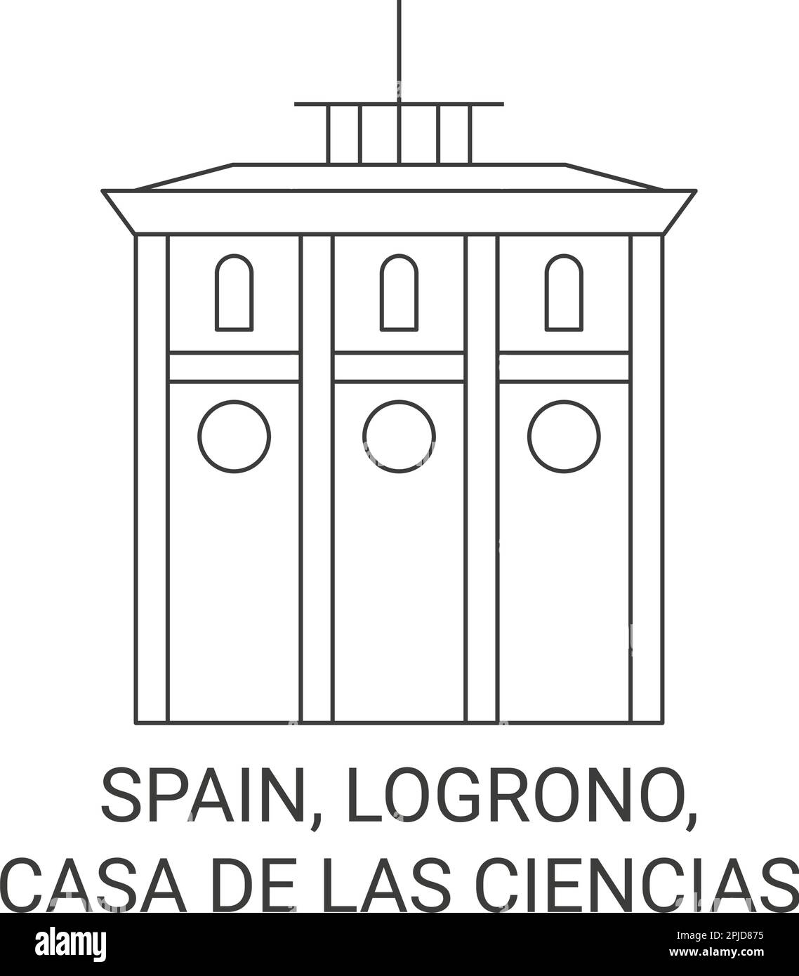 Spanien, Logrono, Casa De Las Ciencias Reise-Vektordarstellung Stock Vektor