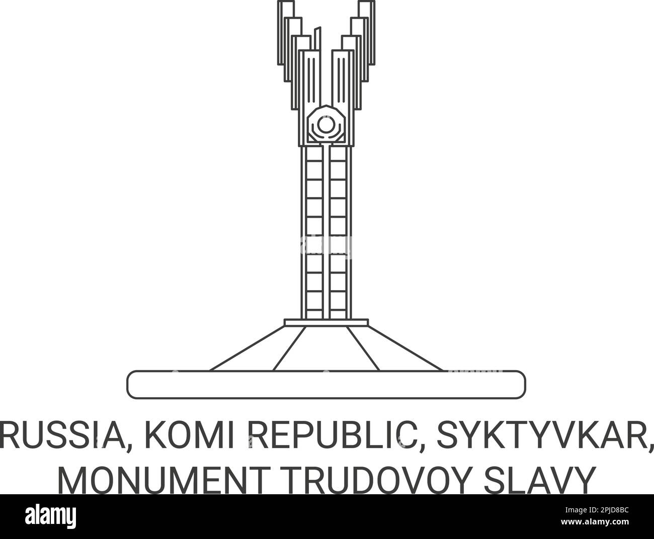 Russland, Komi Republik, Syktyvkar, Denkmal Trudovoy Slawische Reise Landmarke Vektordarstellung Stock Vektor