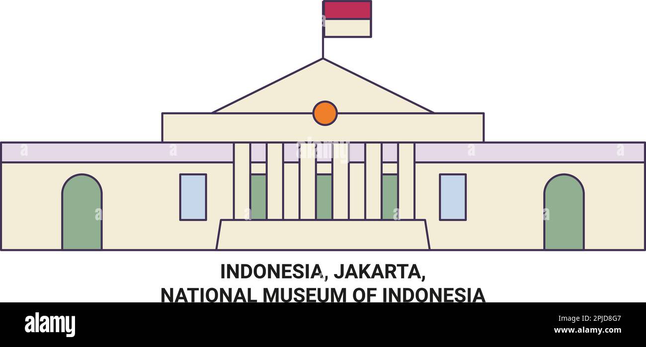 Indonesien, Jakarta, Nationalmuseum von Indonesien Reise-Wahrzeichen-Vektordarstellung Stock Vektor