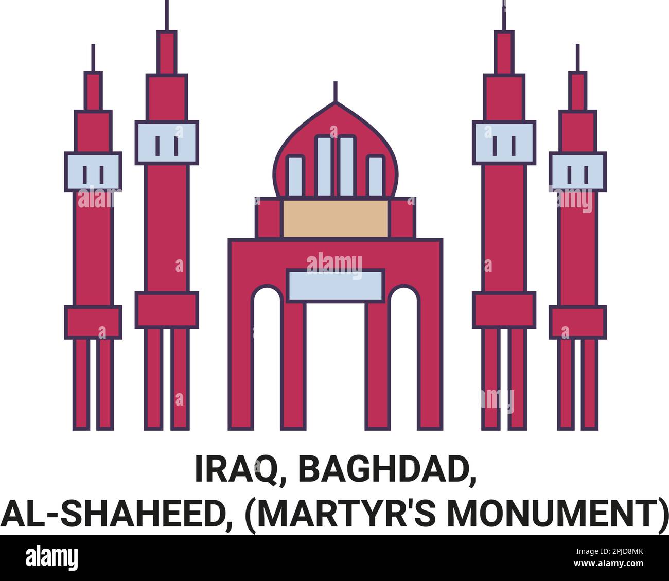 Irak, Bagdad, Alshaheed, Märtyrerdenkmal, Reise-Wahrzeichen-Vektordarstellung Stock Vektor