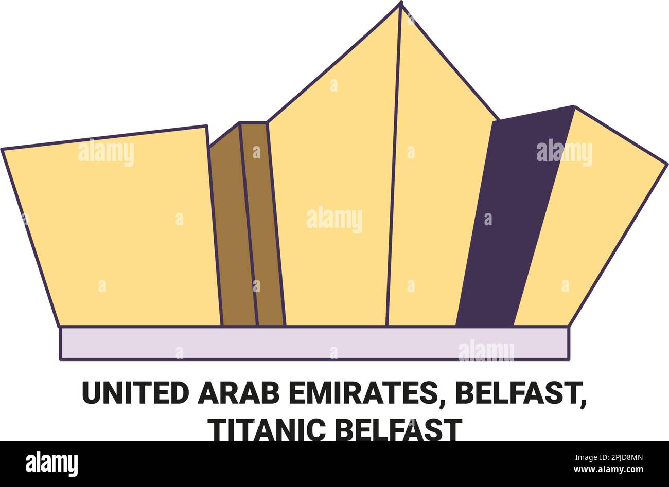 Vektordarstellung der Reiseziele Vereinigte Arabische Emirate, Belfast, Titanic Belfast Stock Vektor