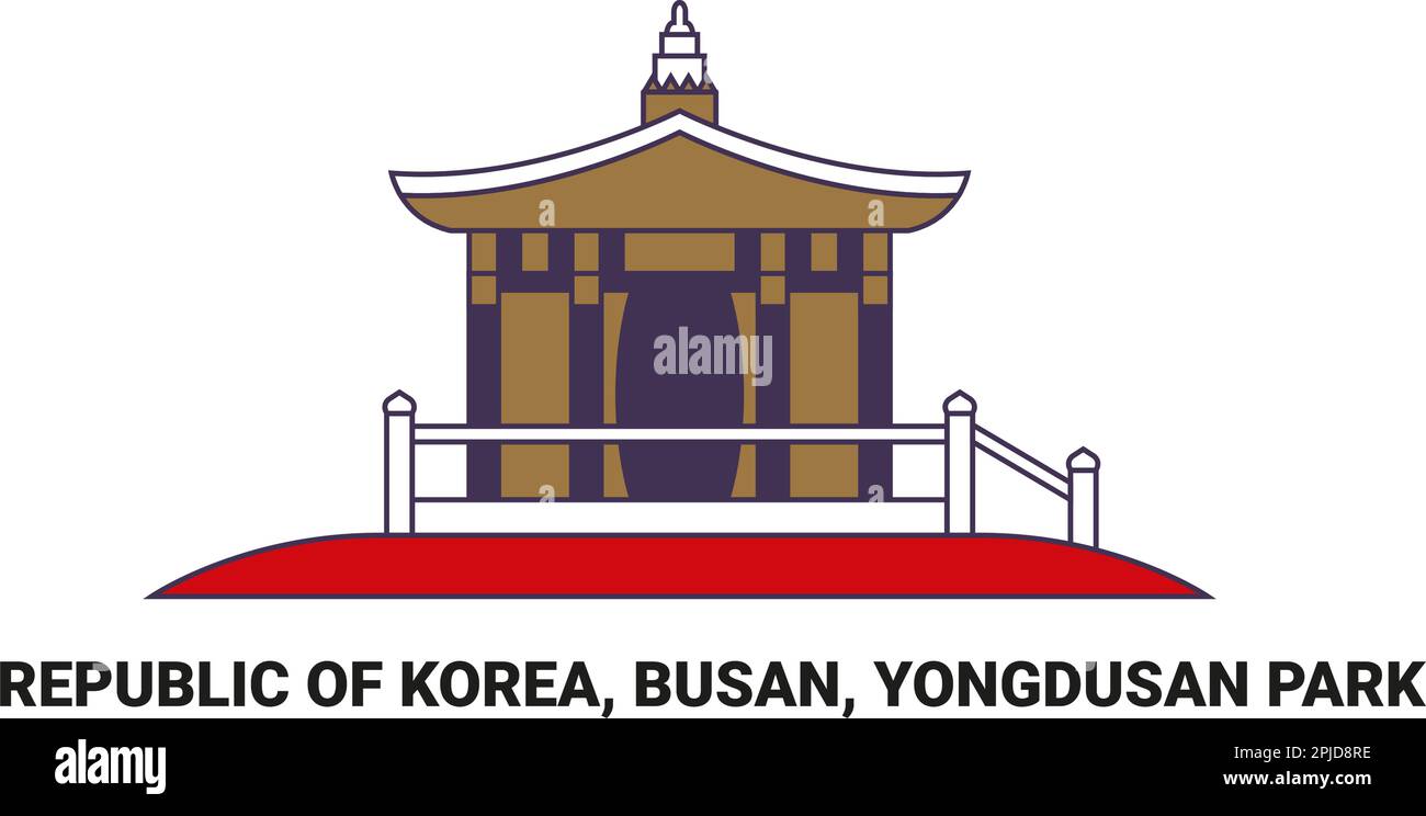 Republik Korea, Busan, Yongdusan Park, Reise-Wahrzeichen-Vektordarstellung Stock Vektor