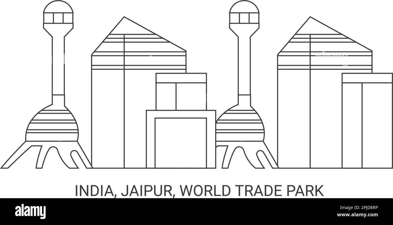 Indien, Jaipur, World Trade Park, Reise-Wahrzeichen-Vektordarstellung Stock Vektor