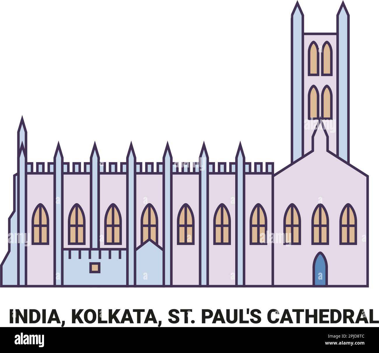 Indien, Kalkutta, St. Paul's Cathedral ist ein Wahrzeichen der Reise Stock Vektor