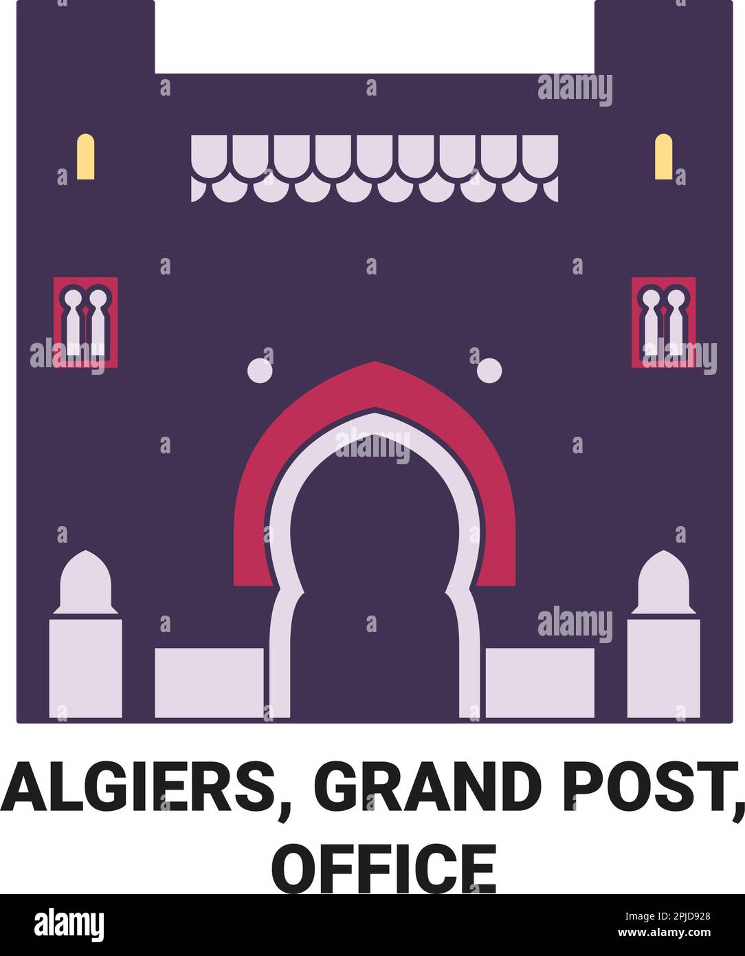 Algier, Grand Post, Office Travel Landmark Vektordarstellung Stock Vektor