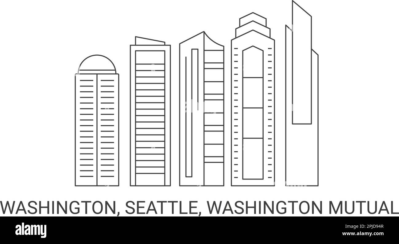 USA, Washington, Seattle, Washington Mutual, Reise-Landmarke-Vektordarstellung Stock Vektor