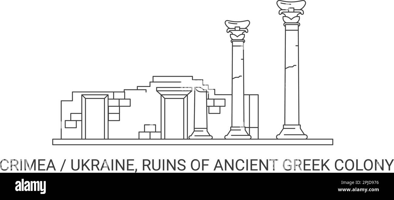Ukraine, Ruinen der antiken griechischen Kolonie, Reise-Wahrzeichen-Vektordarstellung Stock Vektor