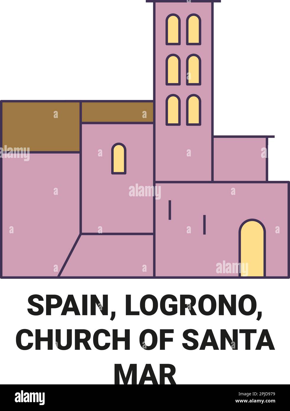 Spanien, Logrono, Kirche Santa Mara De Palacio reisen Wahrzeichen-Vektordarstellung Stock Vektor