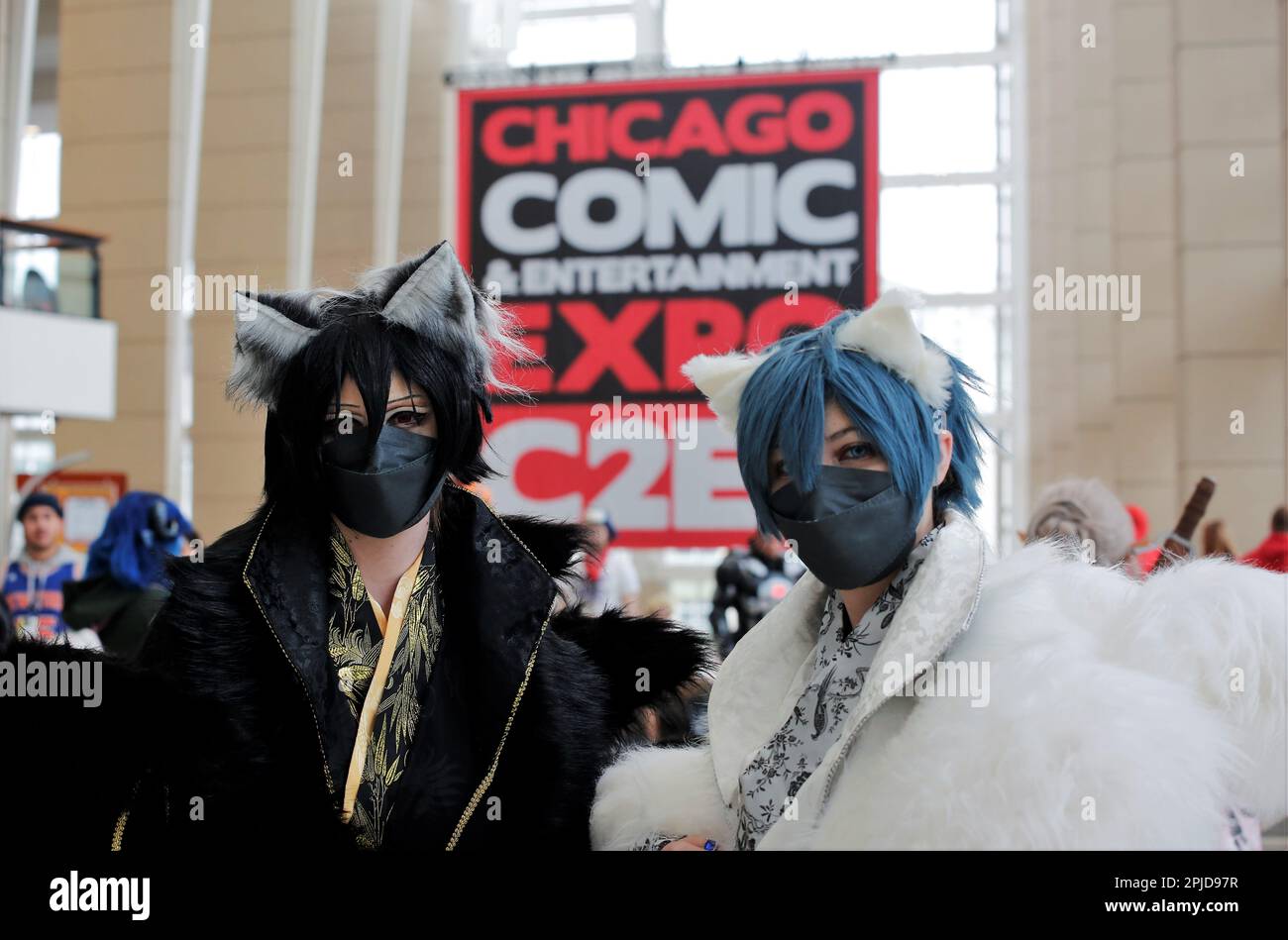 Chicago, Illinois, USA. 1. April 2023. Die Chicago Comic & Entertainment Expo in Chicago, Il, vom 31. März bis 2. April im McCormick Place South ist die größte Pop-Kultur-Convention im Mittleren Westen. Es ist die Heimat für gute und geeky Zeiten für Fans von Comics, Cosplay, Videospielen, Anime, TV-Shows, Filme, Bücher, Wrestling und Comedy. An dieser 3-tägigen Veranstaltung nehmen 20.000 bis 30.000 Teilnehmer Teil. (Kreditbild: © Pat A. Robinson/ZUMA Press Wire) NUR REDAKTIONELLE VERWENDUNG! Nicht für den kommerziellen GEBRAUCH! Stockfoto