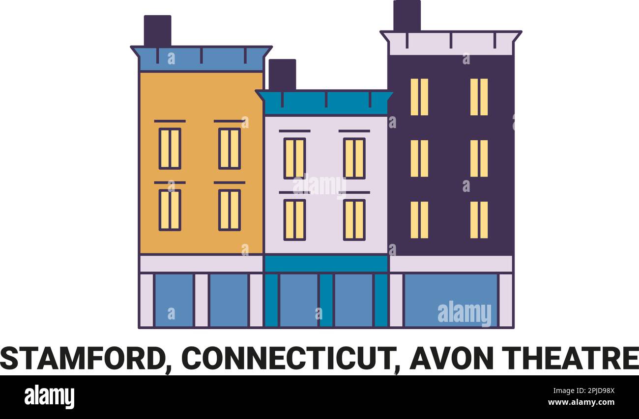 USA, Stamford, Connecticut, Avon Theatre, Reise-Wahrzeichen-Vektordarstellung Stock Vektor