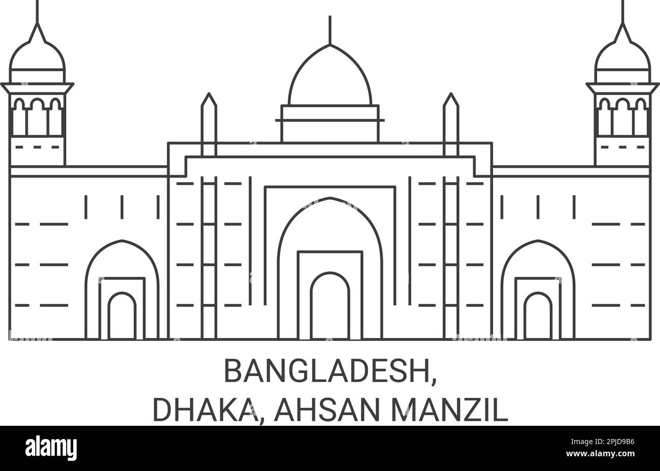 Bangladesch, Dhaka, Ahsan Manzil reisen als Vektordarstellung für Wahrzeichen Stock Vektor