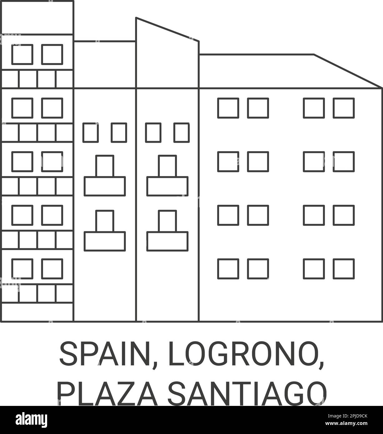 Spanien, Logrono, Plaza Santiago, Reise-Wahrzeichen-Vektordarstellung Stock Vektor