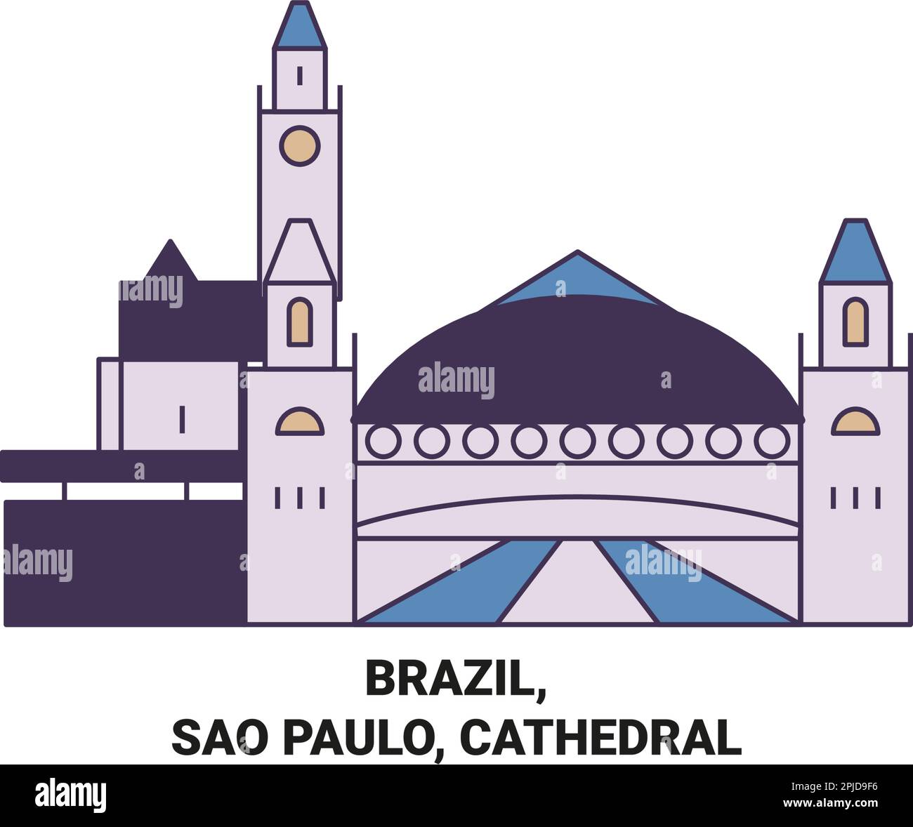 Brasilien, Sao Paulo, Kathedrale Reise Wahrzeichen Vektordarstellung Stock Vektor