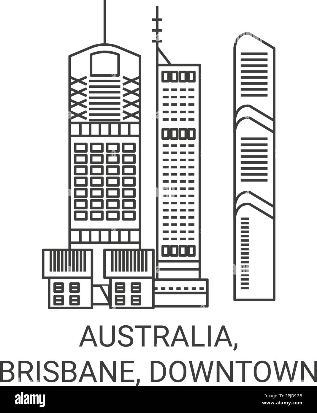 Vektordarstellung von Australien, Brisbane, Downtown Travel Wahrzeichen Stock Vektor