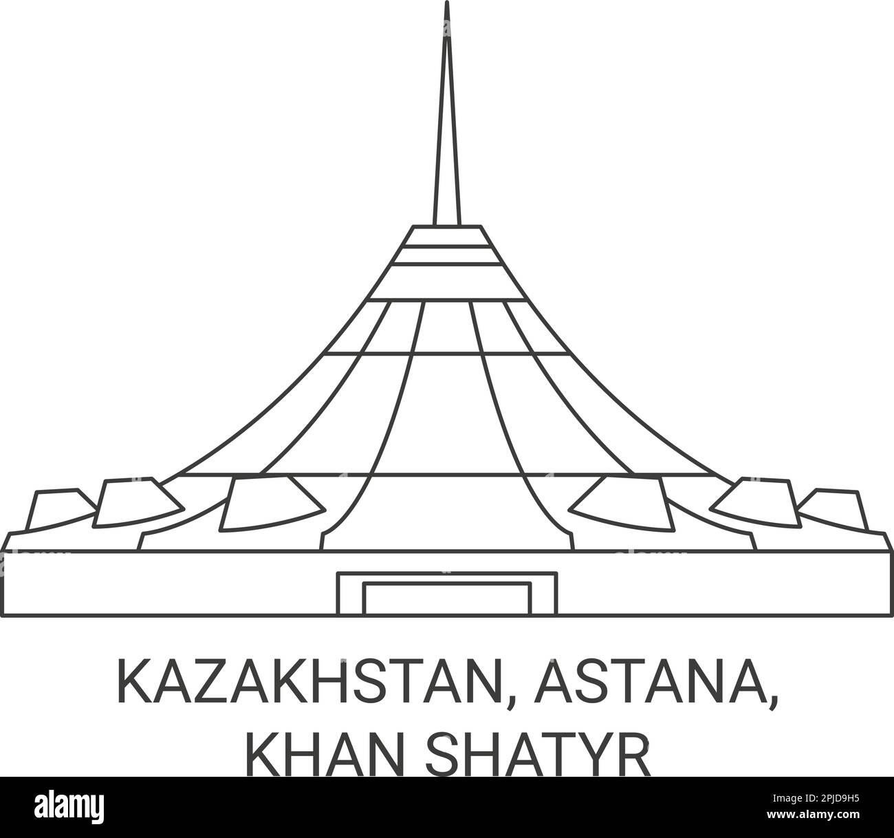 Kasachstan, Astana, Khan Shatyr reisen als Vektorbild für Wahrzeichen Stock Vektor