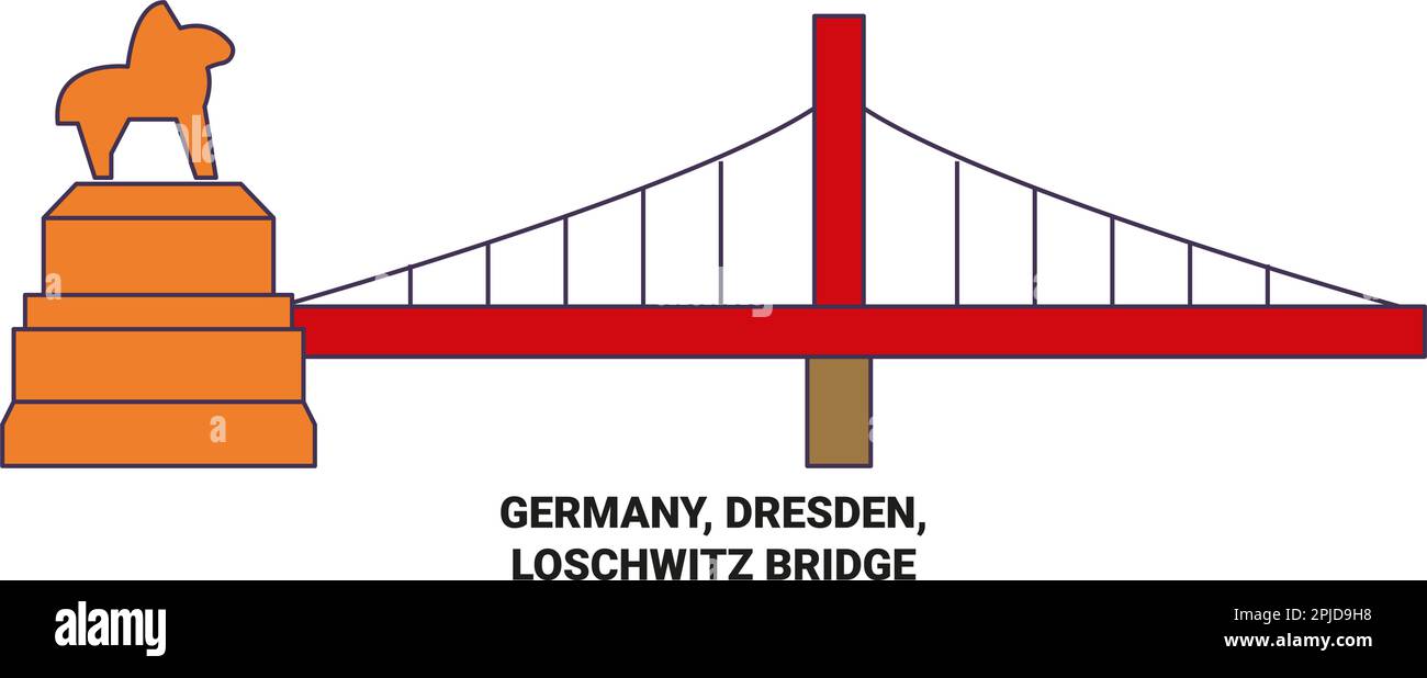 Deutschland, Dresden, Loschwitz-Brücke Reise-Wahrzeichen-Vektordarstellung Stock Vektor