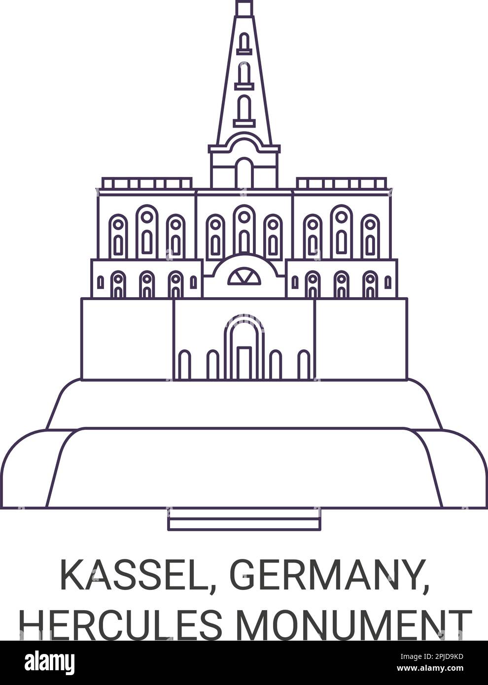 Deutschland, Kassel, Herkules-Denkmal Reise-Vektordarstellung Stock Vektor