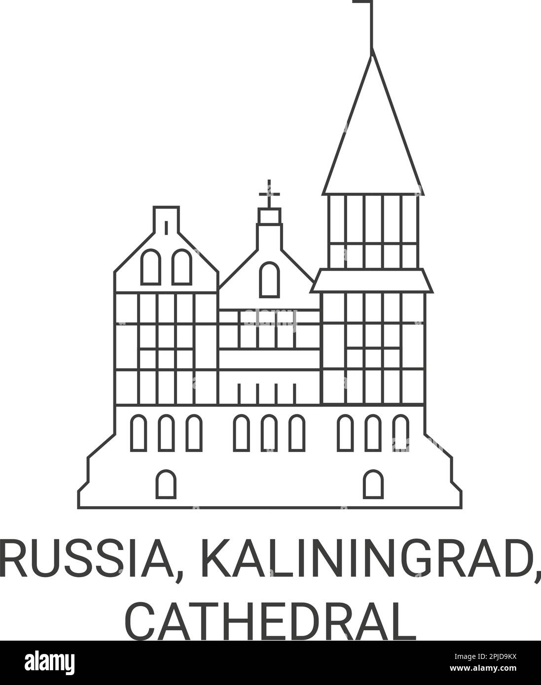 Russland, Kaliningrad, Kathedrale Reise Wahrzeichen Vektordarstellung Stock Vektor