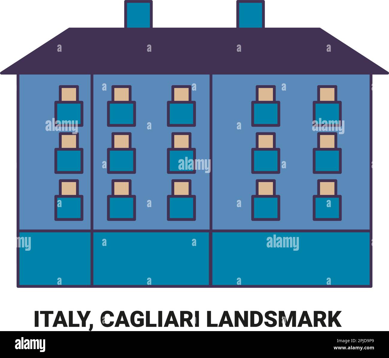 Italien, Cagliari, Travels Landsmark Reise Wahrzeichen Vektordarstellung Stock Vektor