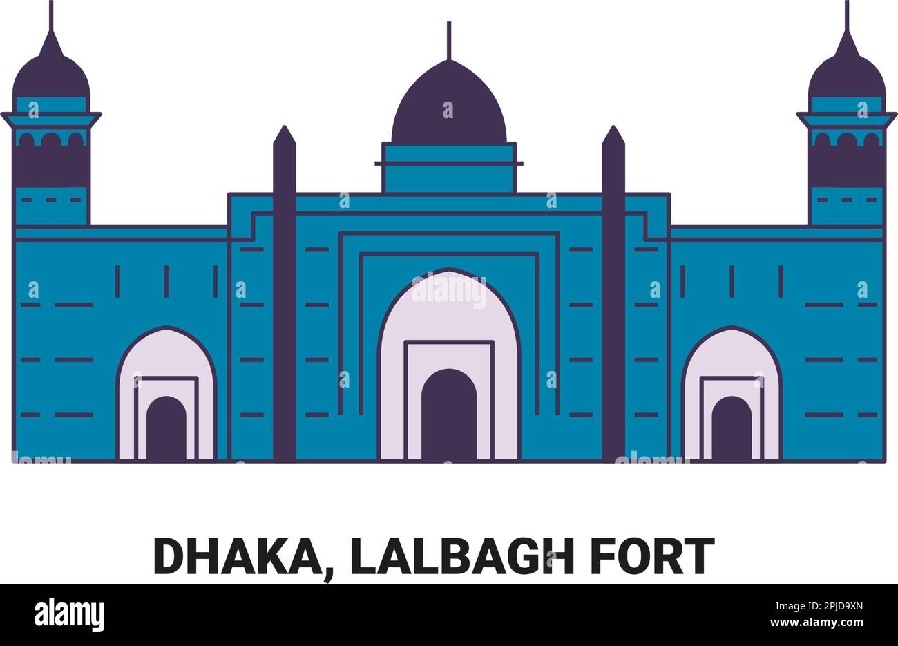 Bangladesch, Dhaka, Fort Lalbagh, Reise-Wahrzeichen-Vektordarstellung Stock Vektor